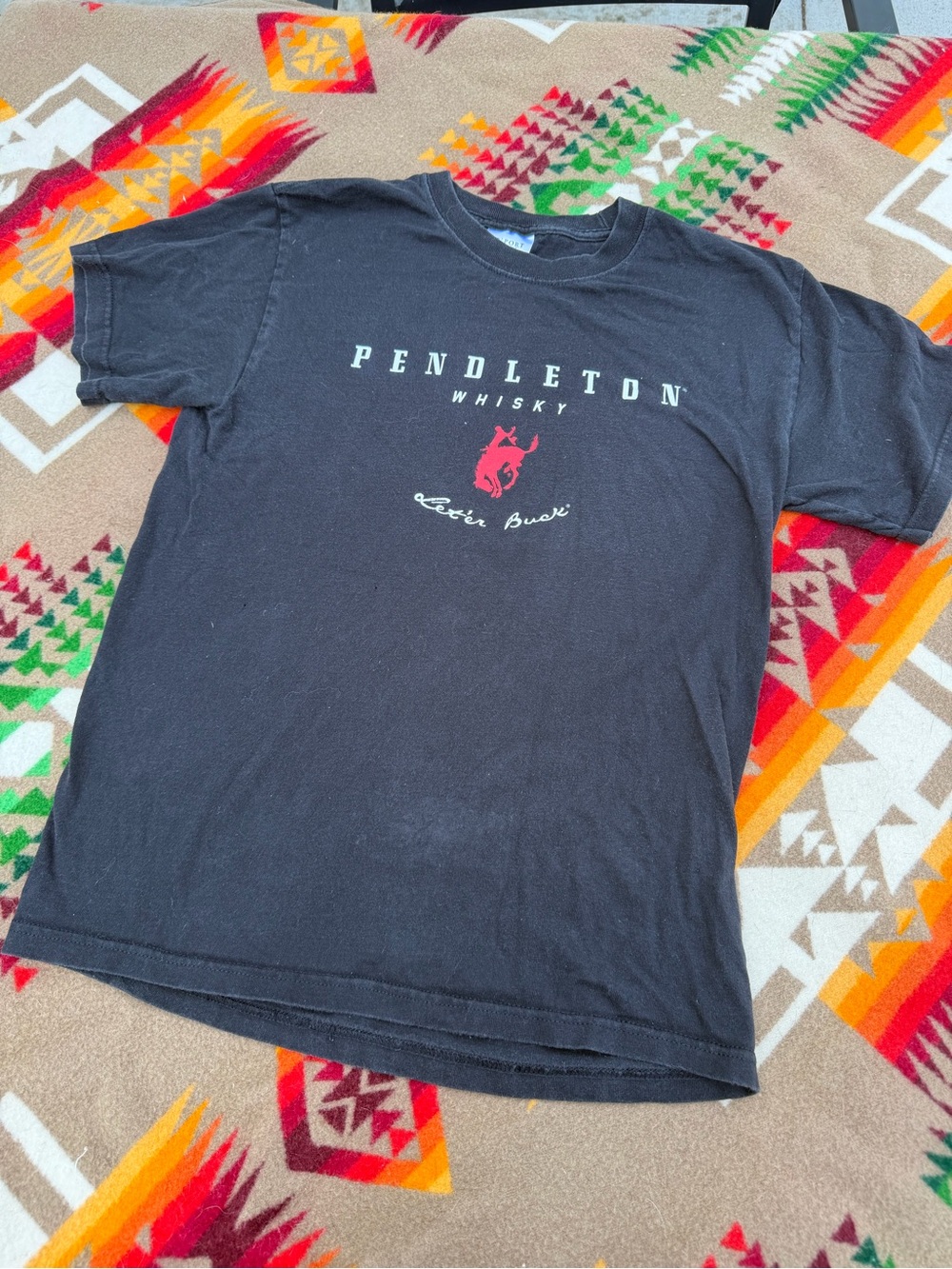 Port and Company Black Pendleton Whisky Graphic Tee with Red Accent